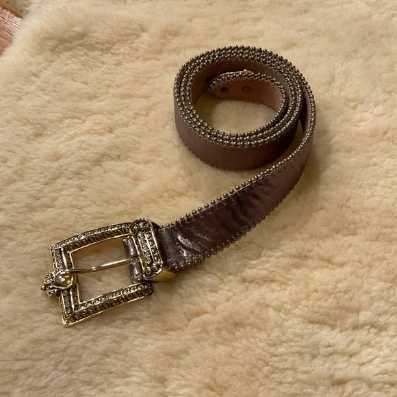 Streets Ahead Brown Leather Jeweled Belt & Buckle Streets Ahead Chocolate Brown Belt - PapillonStyles main image 3